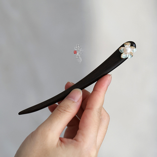 簪之韵【礼致】天然淡水珍珠紫檀木发簪子古风盘发新中式高档送礼