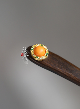 簪之韵【宝悦】檀木发簪花钗蜜蜡珠装饰珐琅彩大叶紫檀盘发古风女