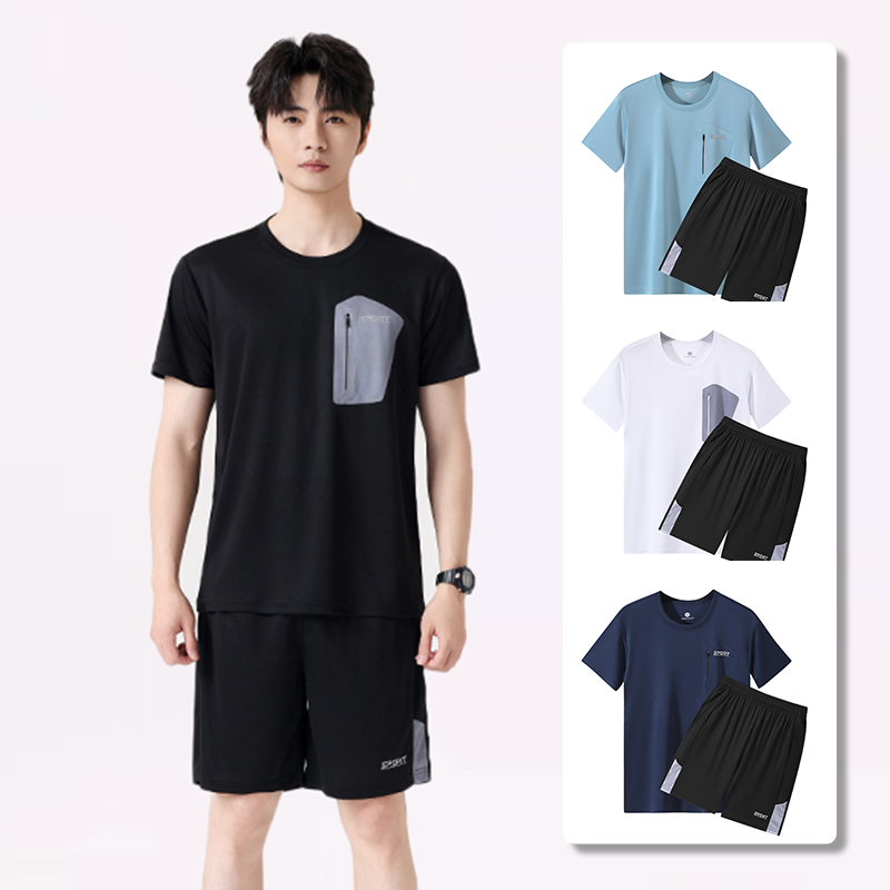 夏季运动套装男女情侣透气速干衣体育健身跑步训练服短袖休闲T恤