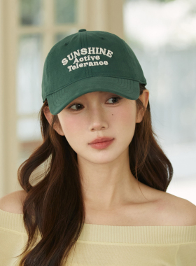 美式复古墨绿色棒球帽女时尚巨好看软顶鸭舌帽宽檐遮阳防晒帽子男