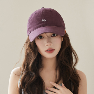 加宽帽檐显瘦棒球帽韩系紫色纯棉鸭舌帽休闲百搭中性遮阳防晒帽子