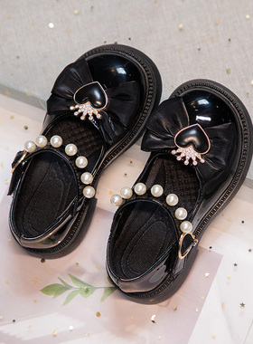 ABC IM女童皮鞋公主鞋2024春秋款女孩黑色演出软底鞋英伦时尚单鞋