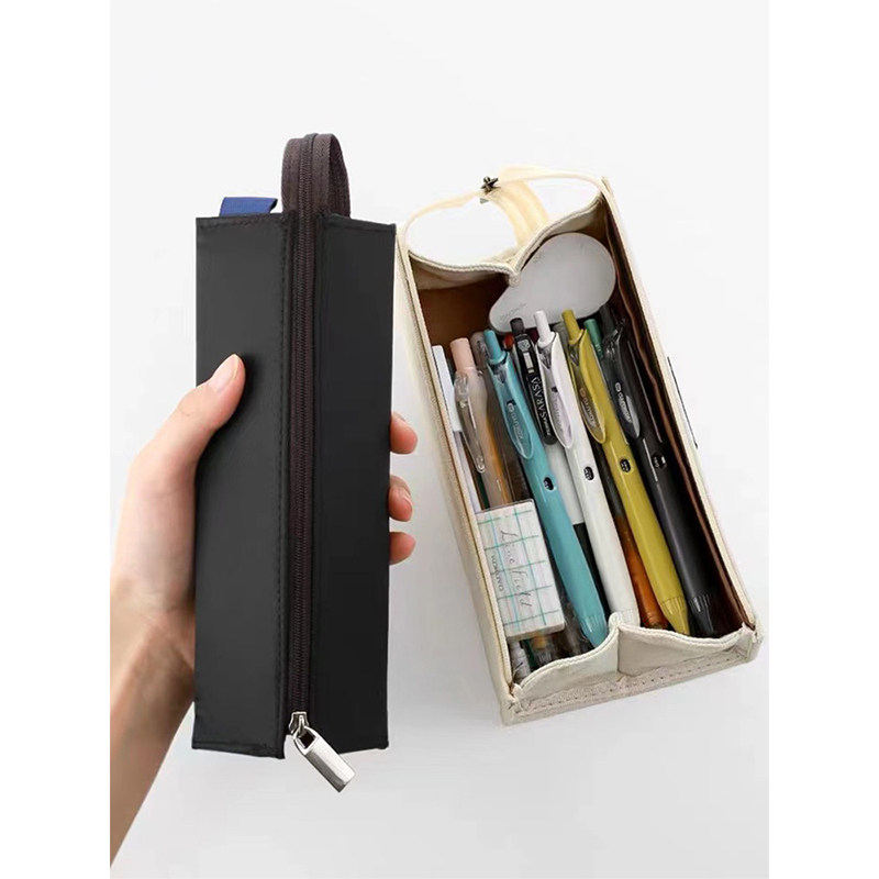 日本笔袋方形对开式可平摊大容量带提手学生学习文具盒铅笔收纳袋,文具电教/文化用品/商务用品,笔袋,淘宝优惠券,粉丝福利购,淘宝优惠卷