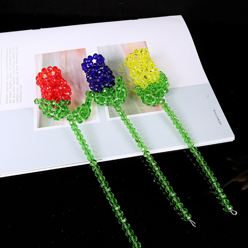 手工串珠玫瑰花水晶珠成品