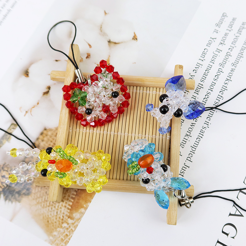 串珠成品手机挂件水晶动物U盘挂