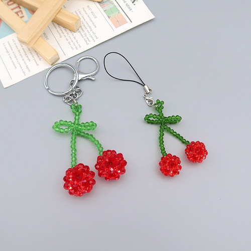 串珠成品水晶樱桃钥匙扣挂链