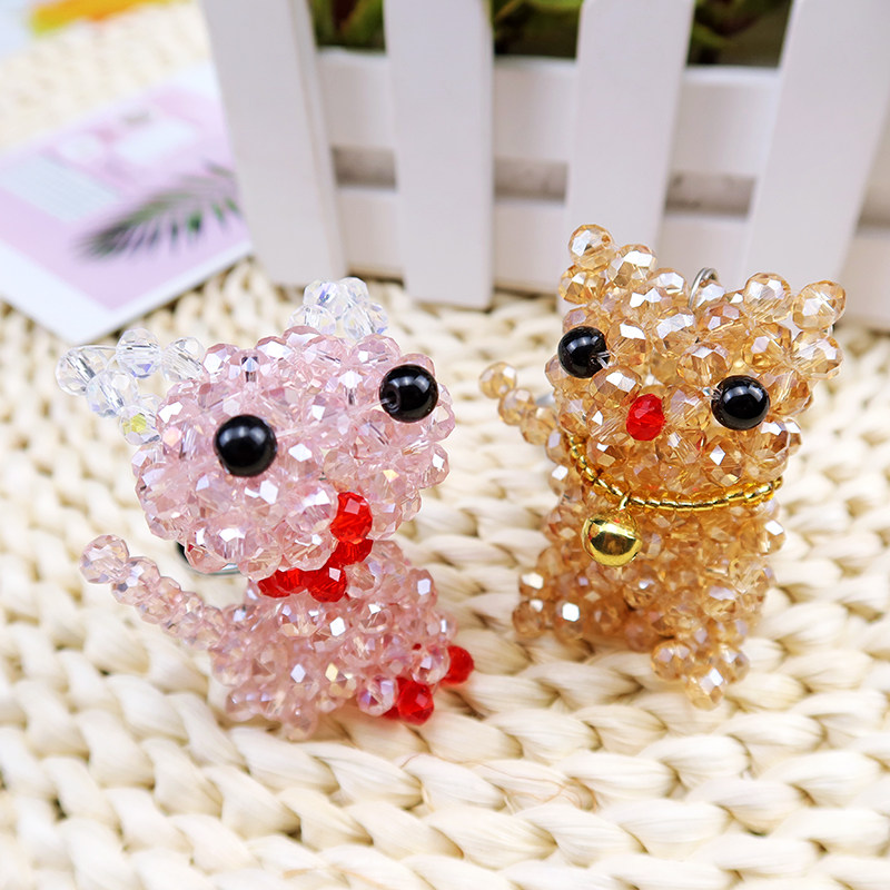 小玩具手工成品6mm猫编织钥匙包