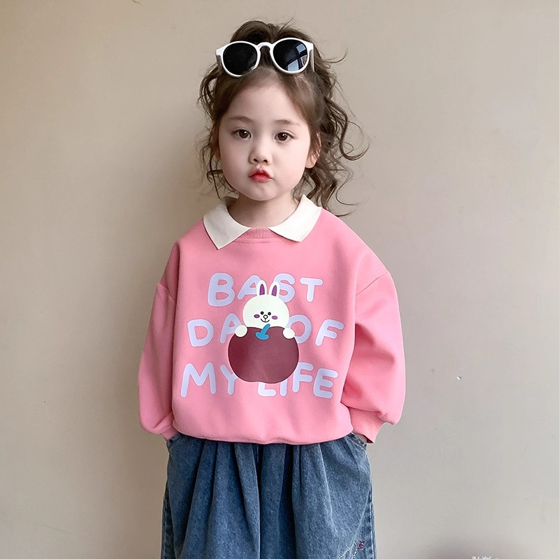 女童加绒卫衣一体绒卡通儿童冬装