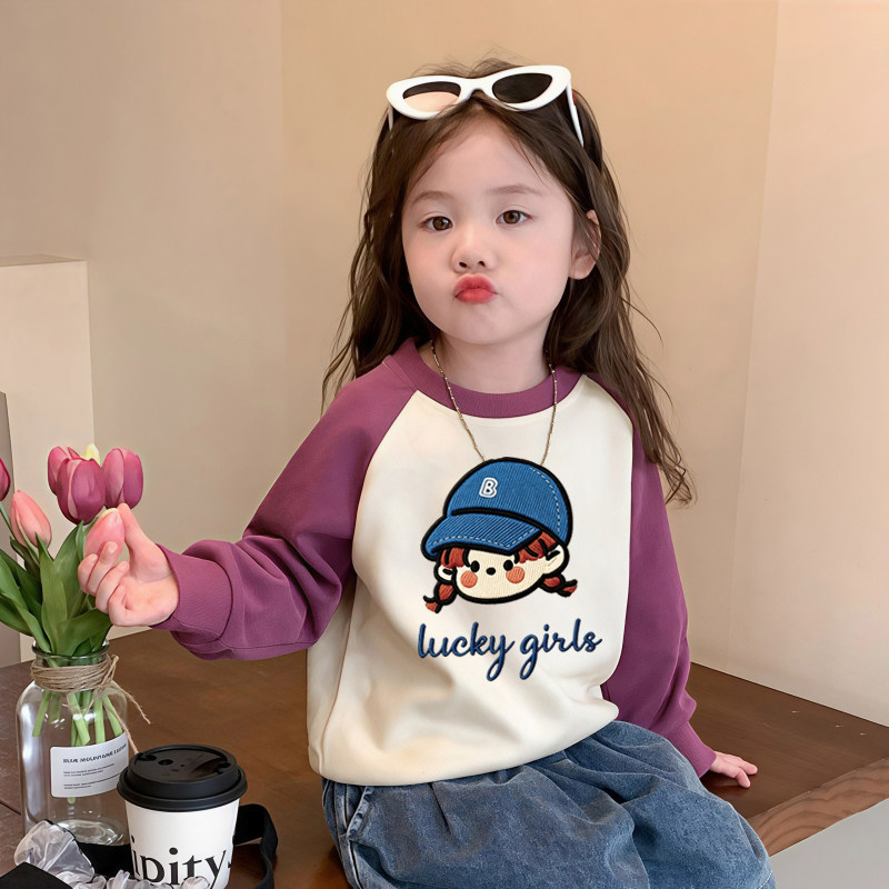 女童卫衣秋冬宝宝撞色衣服