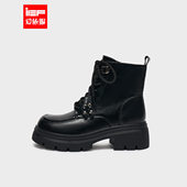 爱依服时装 靴2025冬季 新款 IEF 韩版 英伦风通勤加绒百搭厚底马丁靴