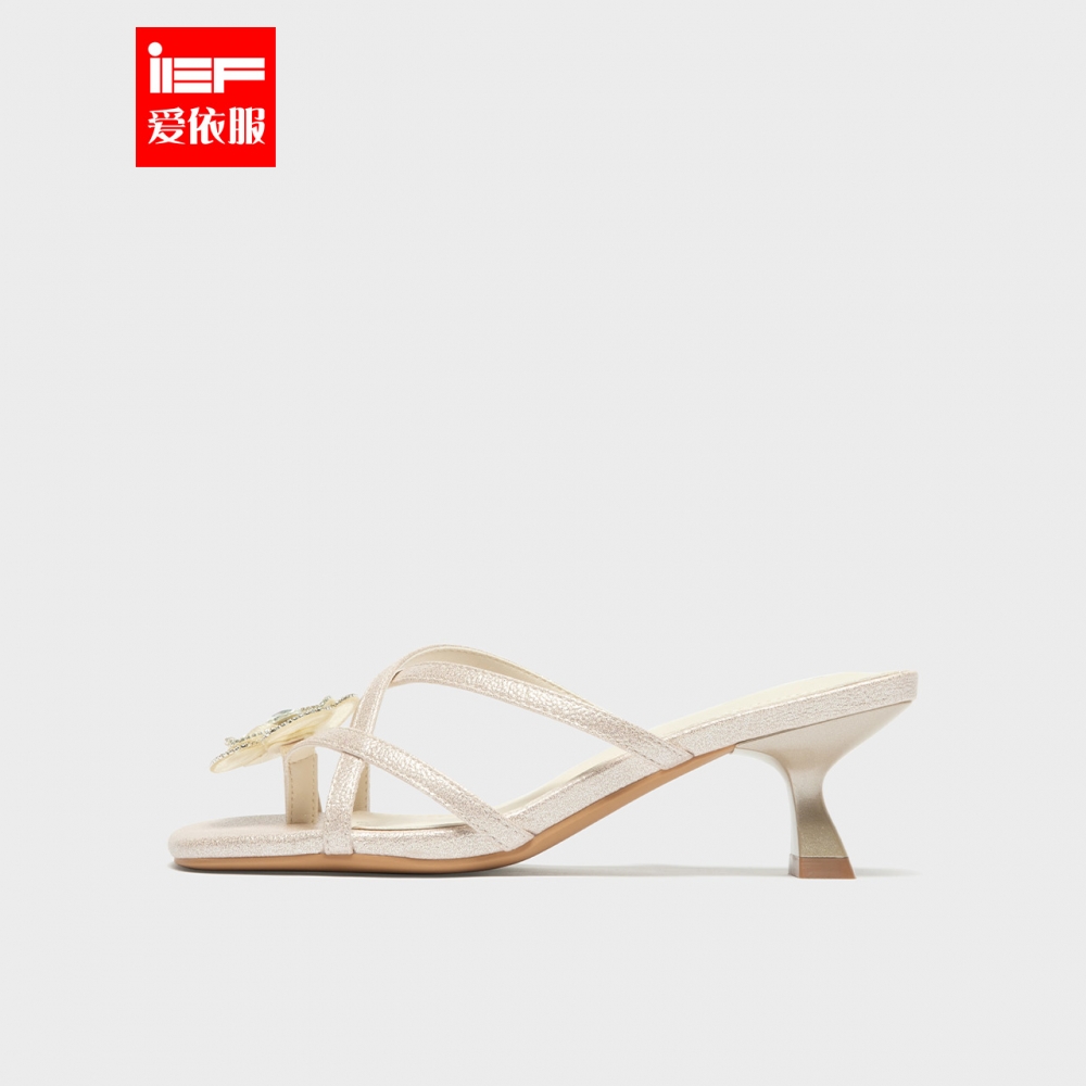 IEF/爱依服细跟钻石花拖鞋