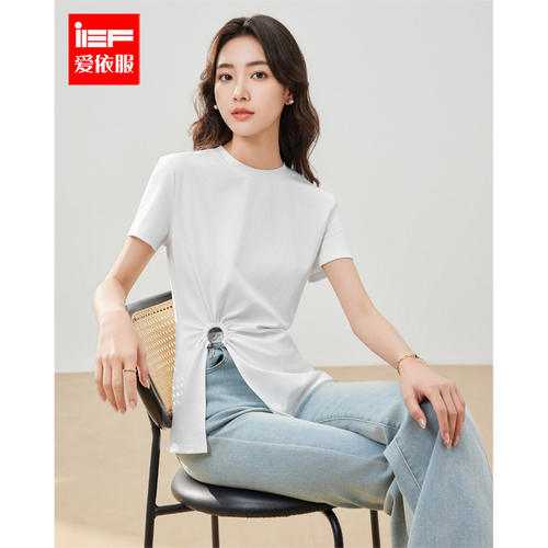 IEF/爱依服2026夏季新款短袖T恤简约抽绳设计感日常休闲百搭通勤