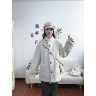 IEF/爱依服2025新款冬季气质时尚仿羊羔绒外套显瘦保暖颗粒绒上衣