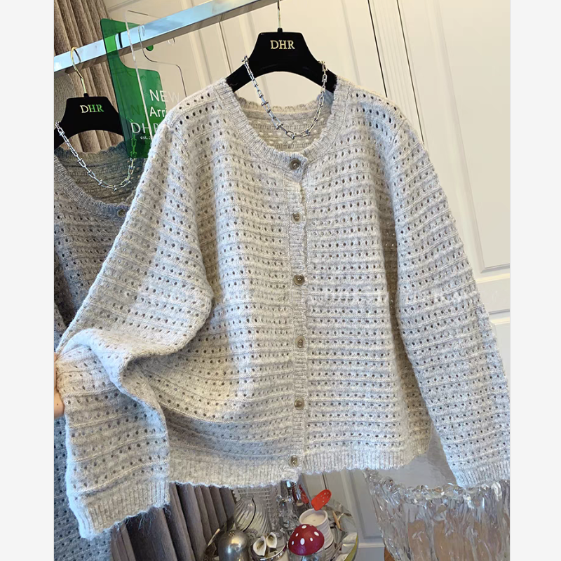 品牌折扣撤柜清仓慵懒风钩花镂空毛衣外套女秋季圆领宽松针织开衫,女装/女士精品,毛衣,淘宝优惠券,粉丝福利购,淘宝优惠卷