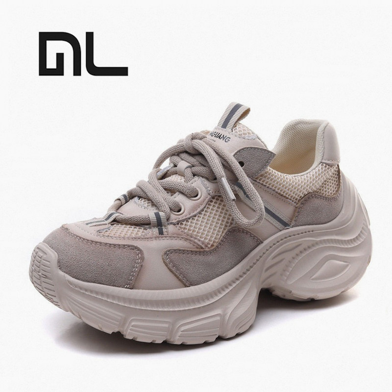 老爹鞋女2026春季新款增高厚底休闲百搭潮流运动鞋松糕鞋真皮女鞋,女鞋,时尚休闲鞋,淘宝优惠券,粉丝福利购,淘宝优惠卷