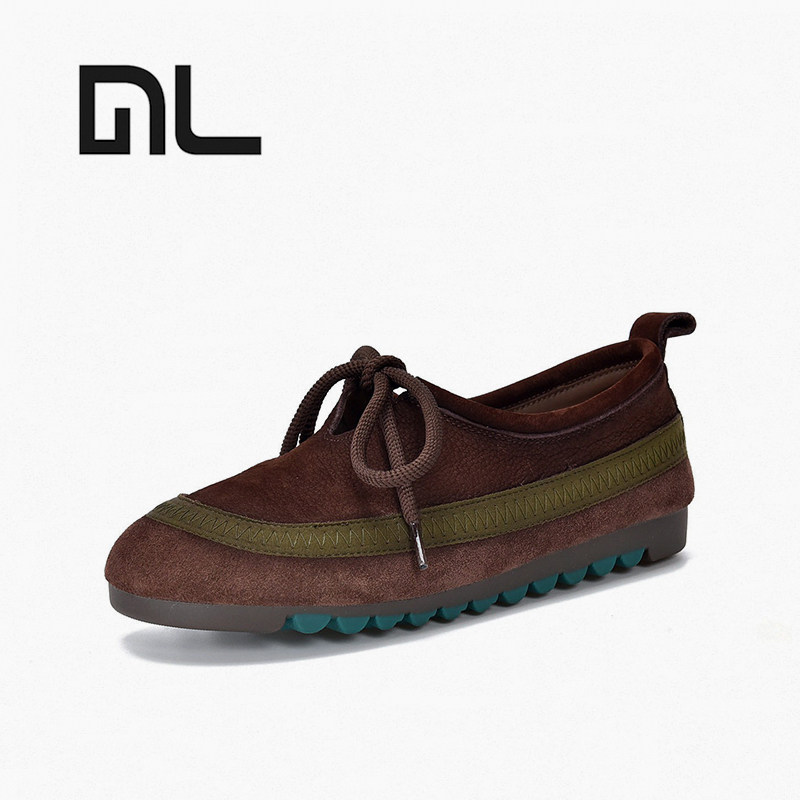 头层牛皮软底软面平底单鞋圆头平跟奶奶鞋2026年新款拼色女鞋真皮,女鞋,时尚休闲鞋,淘宝优惠券,粉丝福利购,淘宝优惠卷