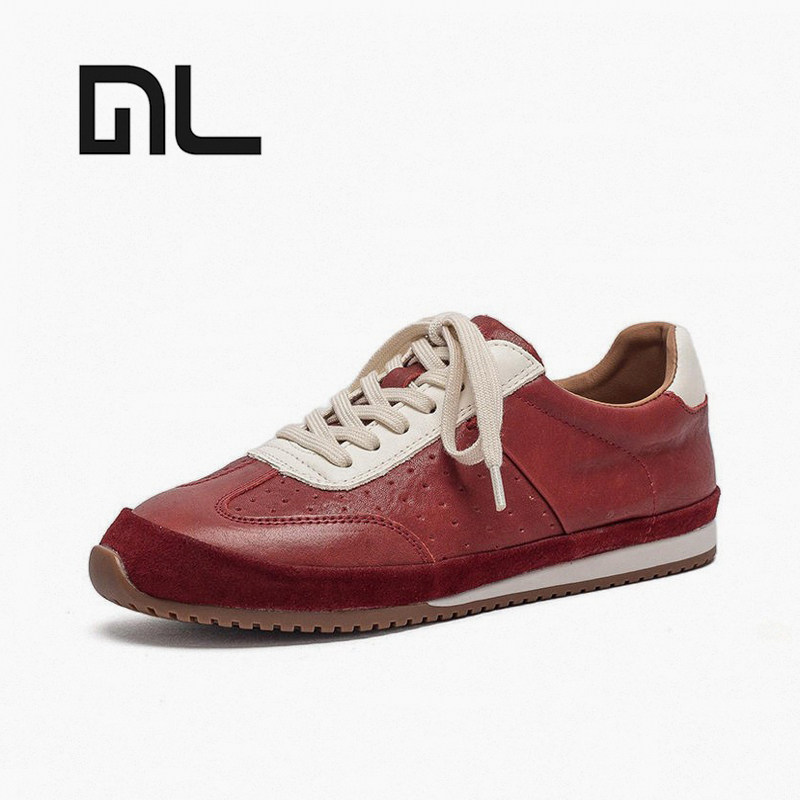 真皮拼接运动风单鞋女春夏新款复古百搭轻便休闲鞋时尚平底德训鞋,女鞋,时尚休闲鞋,淘宝优惠券,粉丝福利购,淘宝优惠卷