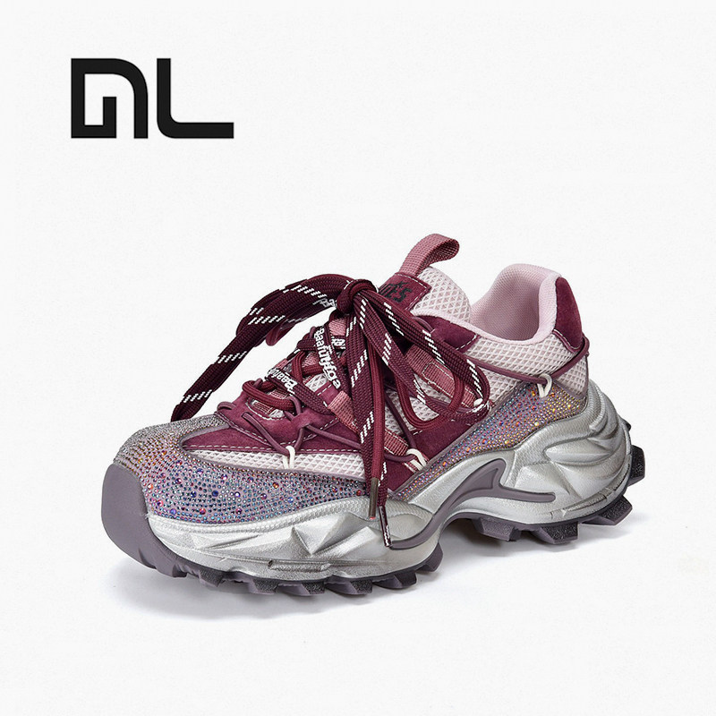 真皮水钻厚底老爹鞋女款2026春季新款增高网面透气百搭休闲运动鞋,运动鞋new,运动休闲鞋,淘宝优惠券,粉丝福利购,淘宝优惠卷