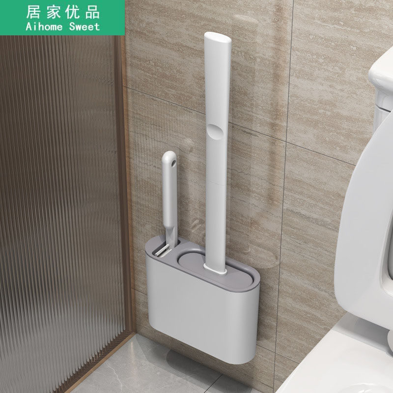 居家优品 硅胶壁挂式无痕窄缝马桶刷免打孔清洁刷塑料洁厕套装组