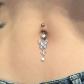 精品韩版 细针1.2短针蝴蝶锆石性感肚脐环脐环脐钉肚脐扣女1.6MM