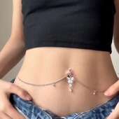 免打孔假肚脐环tk爆火无孔肚脐钉夹防过敏不锈钢铜制吊坠蝴蝶肚脐