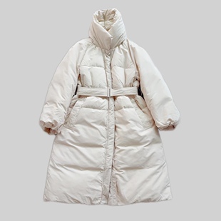 蓬蓬领出口韩国星期四岛屿韩系收腰腰带款休闲羽绒服