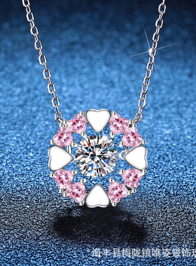 莫桑石S925纯银灵动跳动的心项链爱心包围吊坠项链情人节礼物