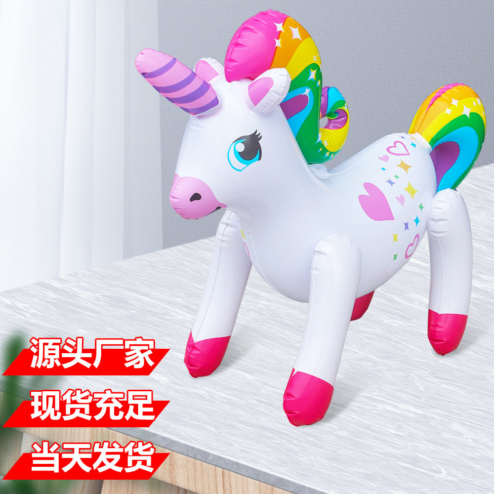 跨境现货PVC充气玩具公仔 充气独角兽 儿童吹气玩具独角兽