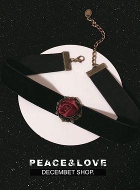 手作颈带玫瑰花项圈短女哥特丝绒