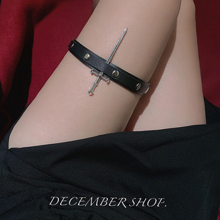 甜酷辣妹暗黑朋克coseplay表演蹦迪性感宝剑吊坠跳舞腿环配饰 包邮