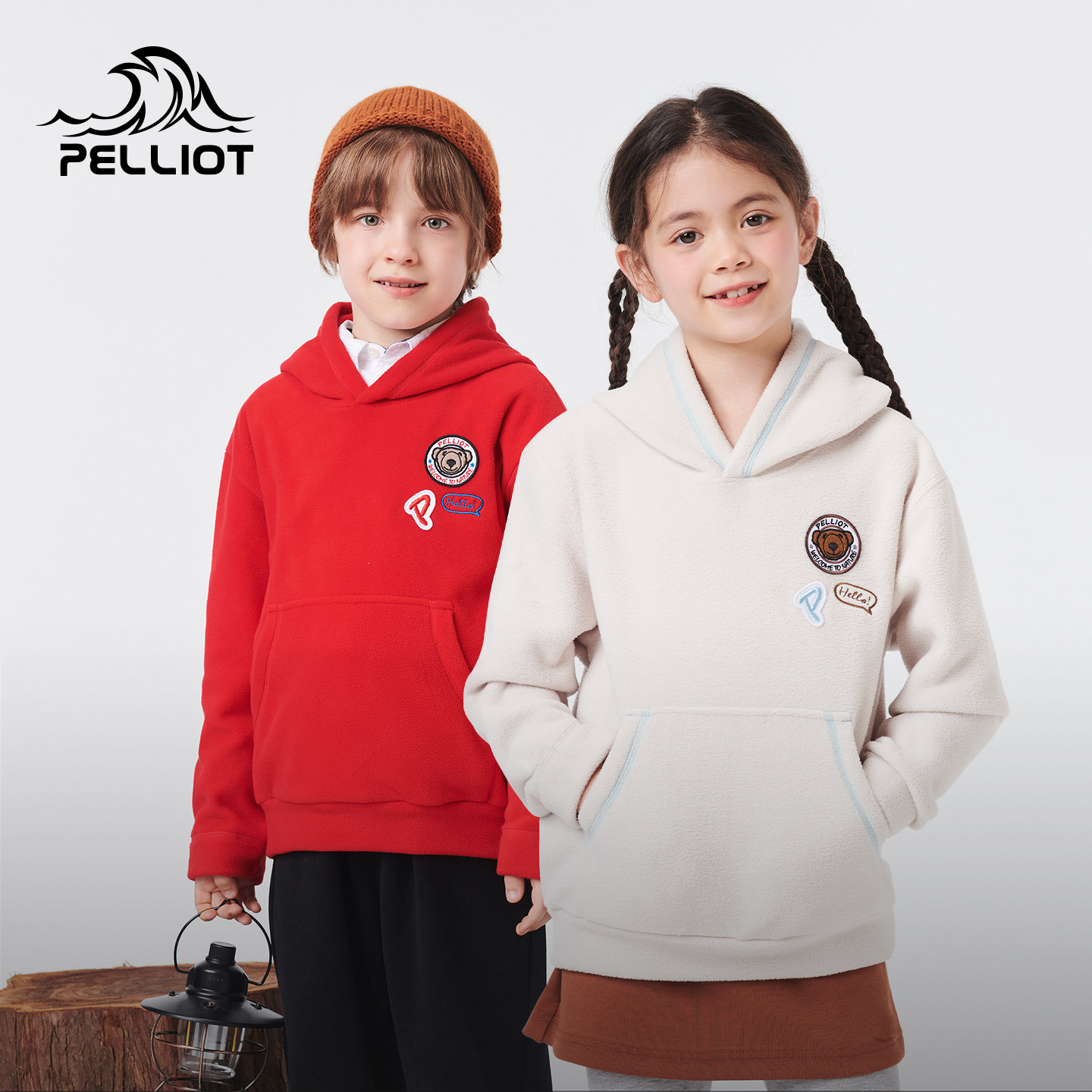 伯希和户外抓绒衣保暖套头卫衣新款男女童摇粒绒外套休闲连帽卫衣