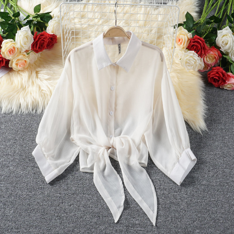 宽松显瘦洋气雪纺衫薄款外搭衬衫超仙的防晒衫短裤上衣女小披肩潮在类目 女装/女士精品, 蕾丝衫/雪纺衫中 - 来自Buy2taobao.com提供专业的淘宝代购服务