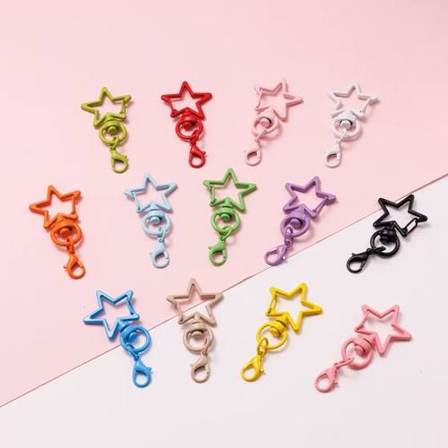 糖果色龙虾扣烤漆星星钥匙扣狗扣彩色喷漆门扣挂件diy饰品配件环