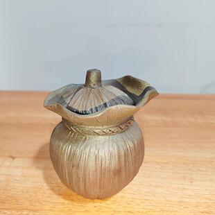 黄河古瓷荷叶茶叶罐手工制作中式复古风小巧精致