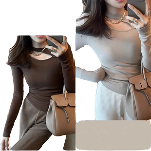 2026秋冬新款洋气阳离子打底衫百搭加绒加厚长袖半高领黑色上衣女