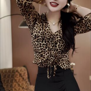 显瘦衬衫 法式 上衣女2026春夏新百搭时尚 小衫 印花外穿 洋气网纱长袖