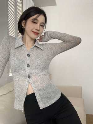 针织开衫修身显瘦内搭灰色小众