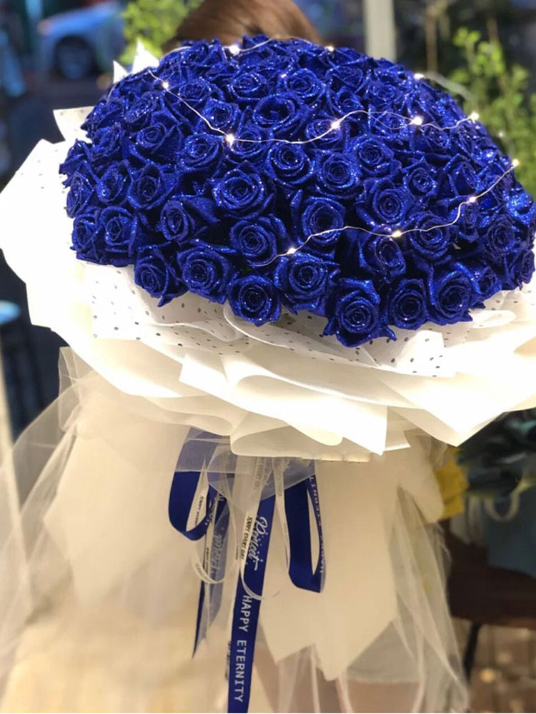 蓝色妖姬蓝玫瑰真花束北京上海广州生日送女友鲜花速递同城全国送