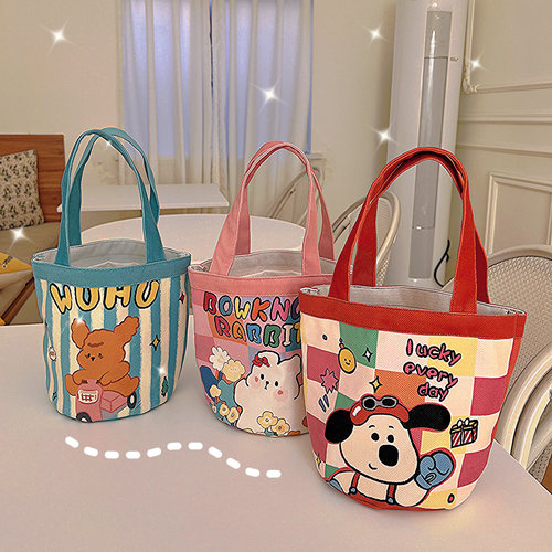 可爱便当袋拾花布语便携