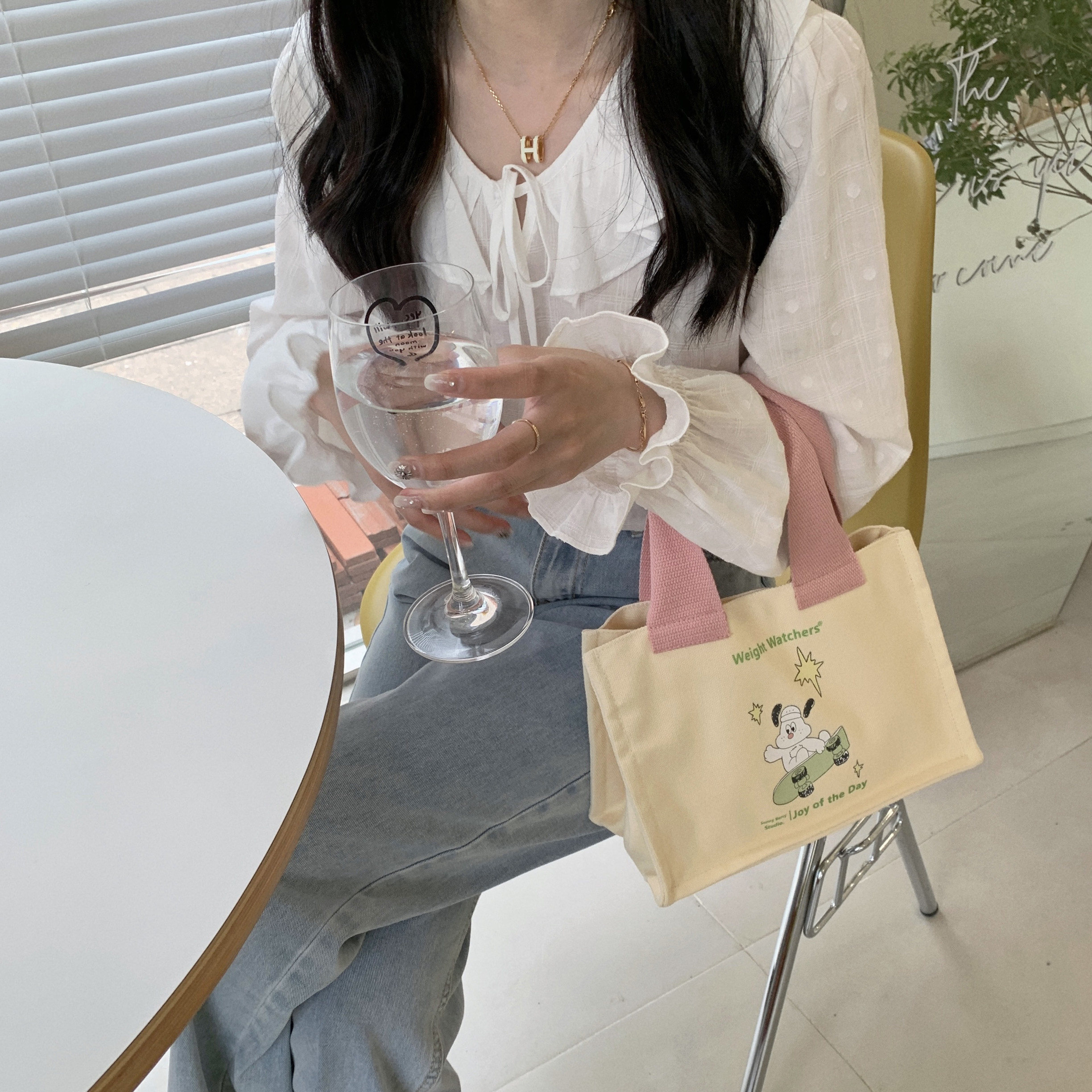 2023春夏新款卡通高级感方形帆布日韩手提包休闲小方包便当包袋女
