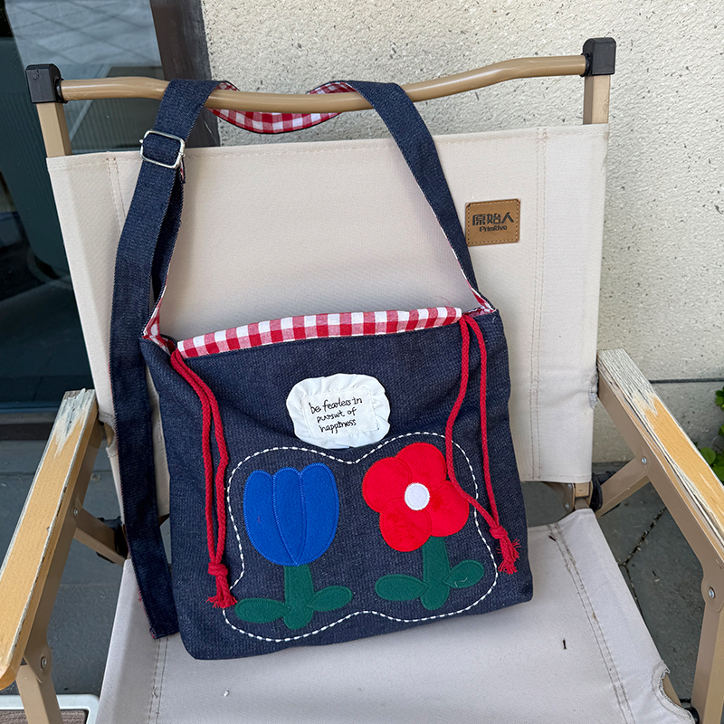 春夏新款尼龙刺绣花朵托特包时尚百搭ins风包包女上班通勤包