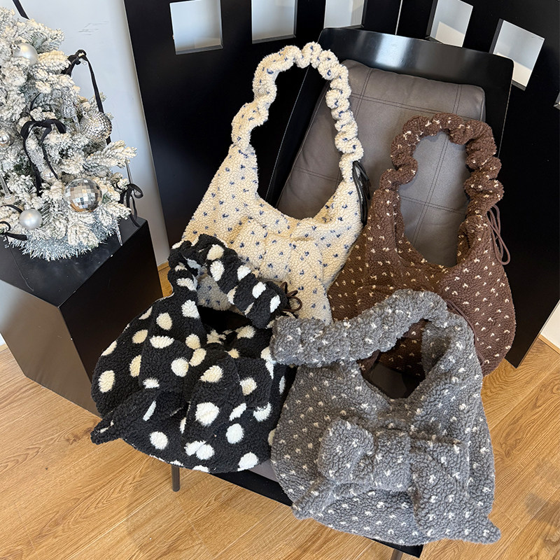 冬季毛绒系列包包立体蝴蝶结抽绳单肩斜挎大容量韩系包包女,箱包皮具/热销女包/男包,时尚帆布包,淘宝优惠券,粉丝福利购,淘宝优惠卷