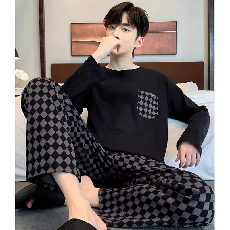 睡衣男士春秋长袖青少年宽松版加大码韩版夏季2025新款家居服套装