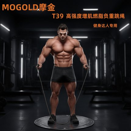 摩金T39高强度负重跳绳健身健美燃脂增肌极限耐力训练专用钢丝绳