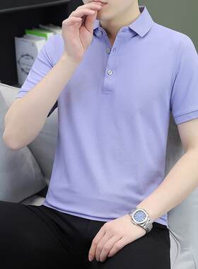 纯色爆款夏季Polo衫男时尚休闲男式t恤凉感吸湿排汗透气翻领上衣