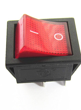 KCD4船形开关 翘板电源按钮 2档4脚红色带灯 16A 250V 31x25