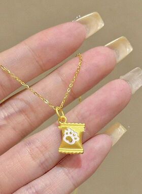 新款金色可爱猫爪糖果甜蜜女生项链精致甜美小众设计百搭锁骨链