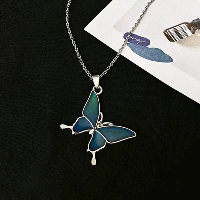 温感变色蝴蝶项链时尚个性设计感潮网红闺蜜情侣礼物感温变色