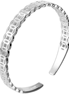 铜钱招财镂空手镯女复古时尚开口手环小众设计镯子可调节民族风