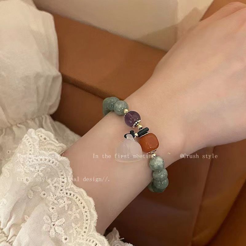 新中式平安扣莲花手链女夏ins小众设计感高级手串2024新款手饰